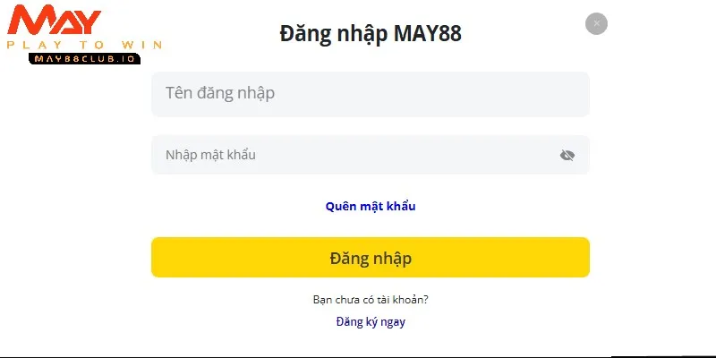 Điền đầy đủ thông tin đăng nhập MAY88 và xác nhận